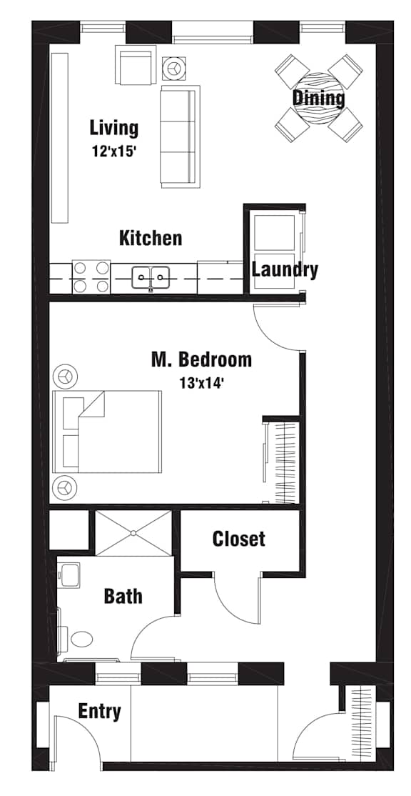 A14 Floor Plan at Riverpoint Lofts, Des Moines, IA