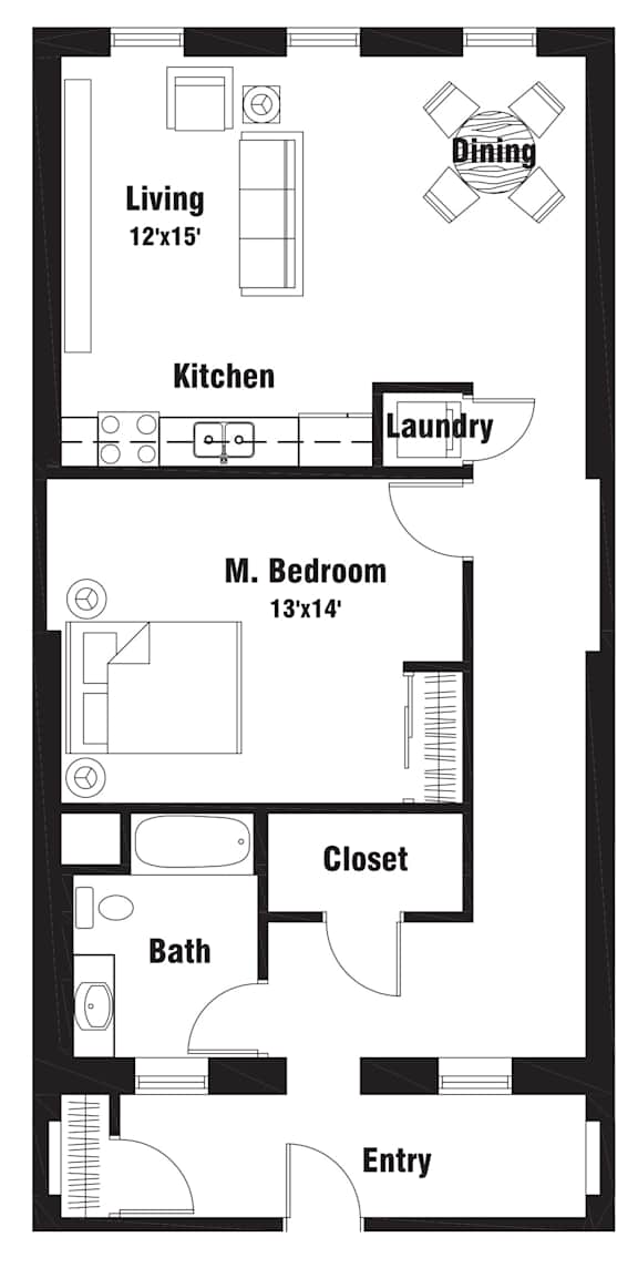 A15 Floor Plan at Riverpoint Lofts, Des Moines, IA 50309