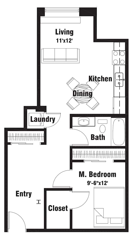 A2 Floor Plan at Riverpoint Lofts, Iowa