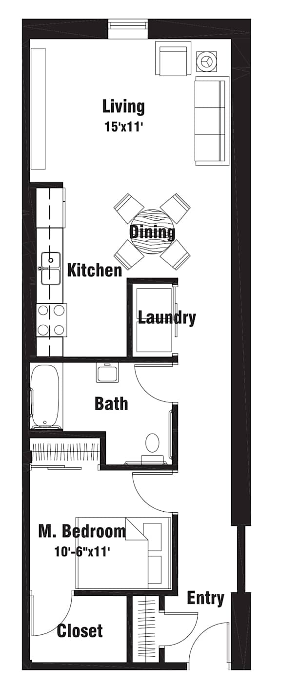 A4 Floor Plan at Riverpoint Lofts, Des Moines, IA 50309