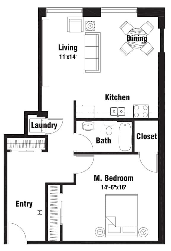 A7 Floor Plan at Riverpoint Lofts, Des Moines Iowa
