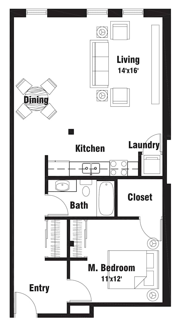 A8 Floor Plan at Riverpoint Lofts, Des Moines Iowa