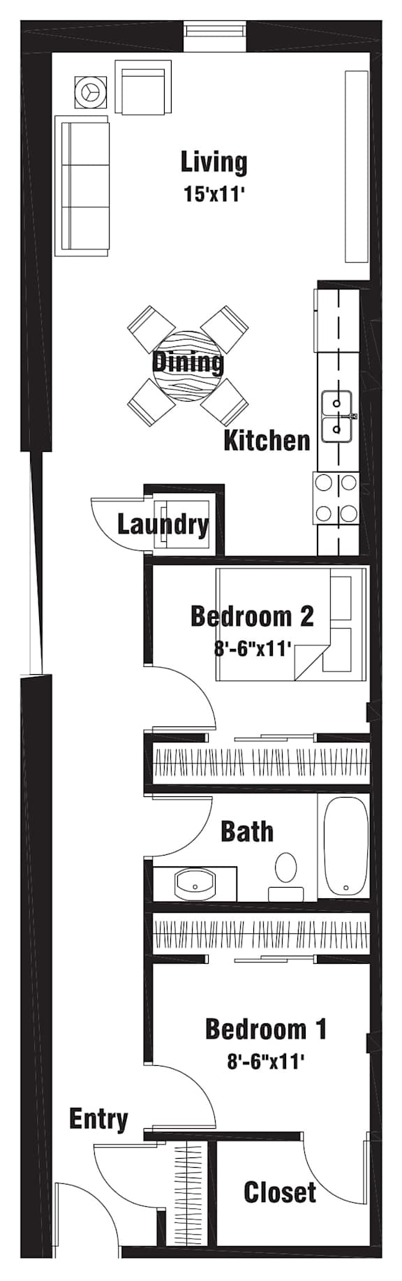 B2 Floor Plan at Riverpoint Lofts, Des Moines Iowa