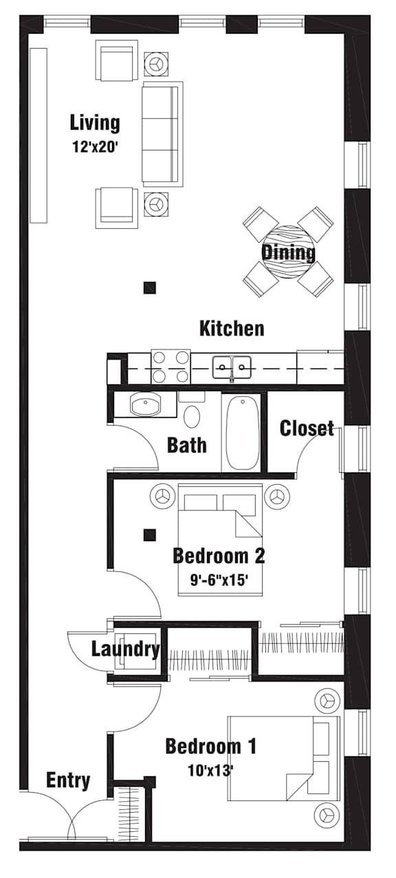 B3 Floor Plan at Riverpoint Lofts, Des Moines, IA 50309