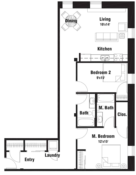 C1 Floor Plan at Riverpoint Lofts, Des Moines, 50309
