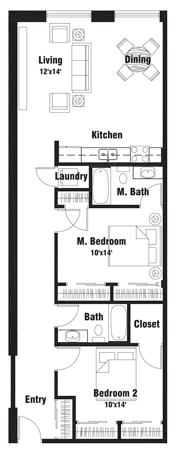 C2 Floor Plan at Riverpoint Lofts, Des Moines