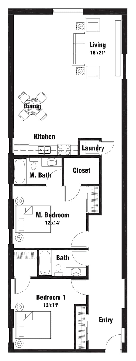 C4 Floor Plan at Riverpoint Lofts, Iowa, 50309