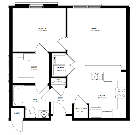 A black and white image of a floor plan for a house.