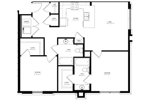 A black and white image of a house floor plan.