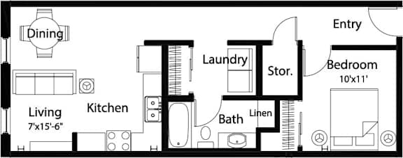 A1 1Bed 1Bath-A A1 1Bed 1Bath-A at Spaulding Lofts Apartments, IA, 50112