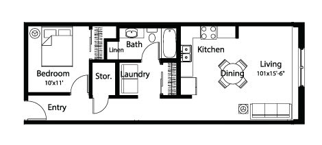 A2 1Bed 1Bath-A A2 1Bed 1Bath-A at Spaulding Lofts Apartments, Grinnell, Iowa
