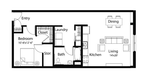 A7 1Bed 1Bath at Spaulding Lofts Apartments, Grinnell, IA
