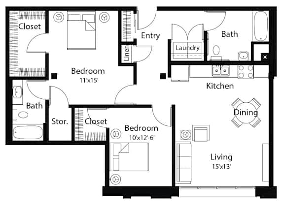 C10 2Bed 2Bath-A C10 2Bed 2Bath-A at Spaulding Lofts Apartments, Grinnell, IA