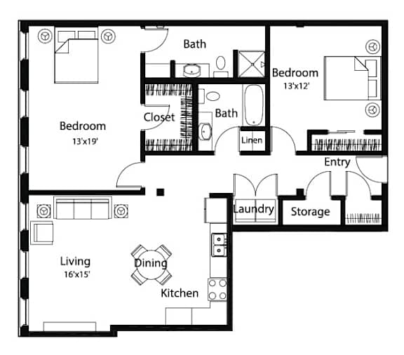 C5 2Bed 2Bath C5 2Bed 2Bath at Spaulding Lofts Apartments, Grinnell, IA