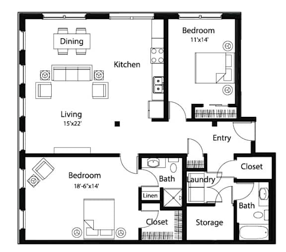 C6 2Bed 2Bath C6 2Bed 2Bath at Spaulding Lofts Apartments, Grinnell, IA, 50112