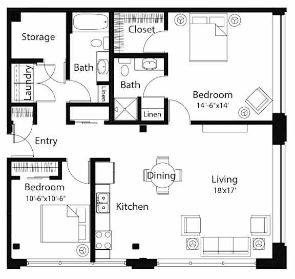 C7 2Bed 2Bath at Spaulding Lofts Apartments, IA, 50112