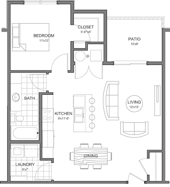 1 bedroom 1 bathroom at Stonegate Crossing Apartments, Clive, IA