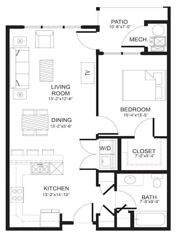 A black and white floor plan of a house with labeled rooms.