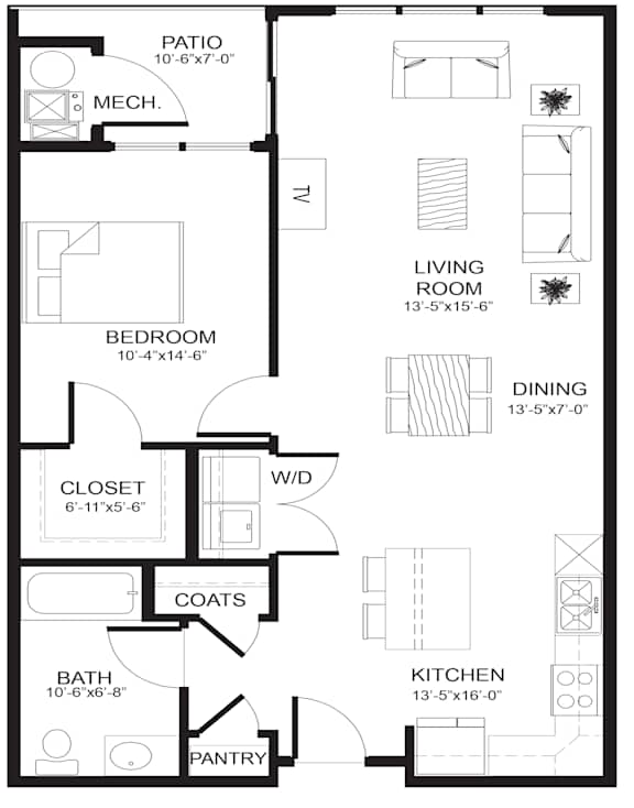 A black and white image of a floor plan for a house.