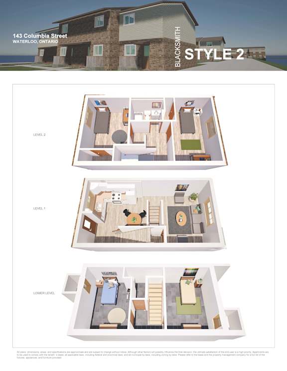 A house with three levels of floor plans is shown.