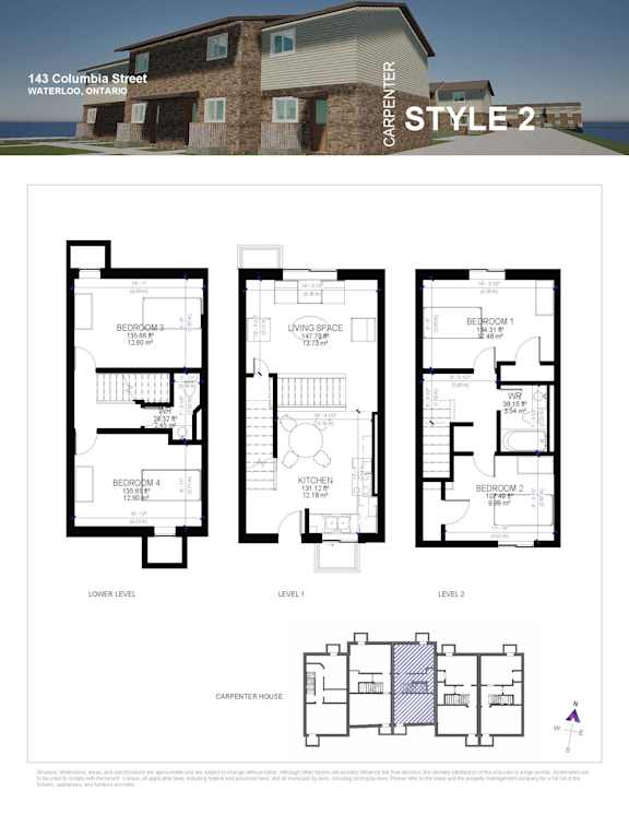 A house plan for a carpenter style 2 home with 4 bedrooms and 2 bathrooms.