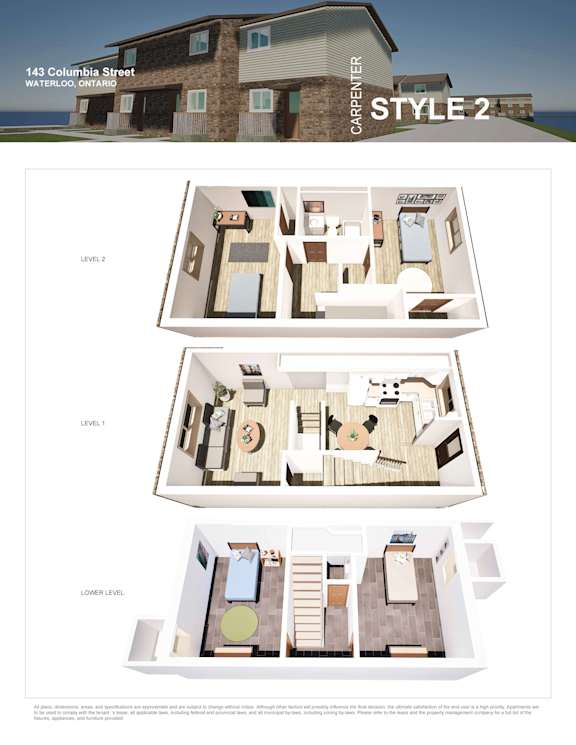 A house with three different floor plans for a carpenter style home.