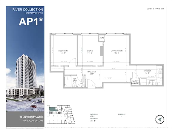 A floor plan for the River Collection Executive Suites AP1* showing the layout of Suite 500.