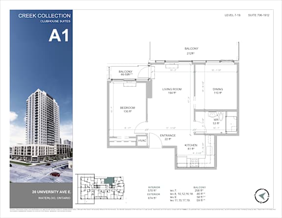 A brochure for the Creek Collection clubhouse suites at the University of Waterloo.