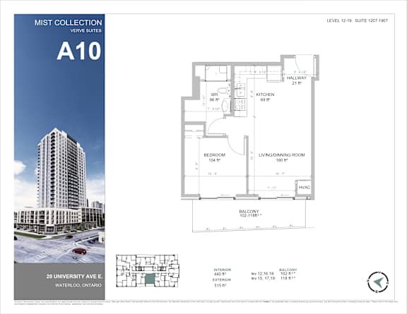 A poster for Mist Collection Verve Suites shows the layout of a suite.