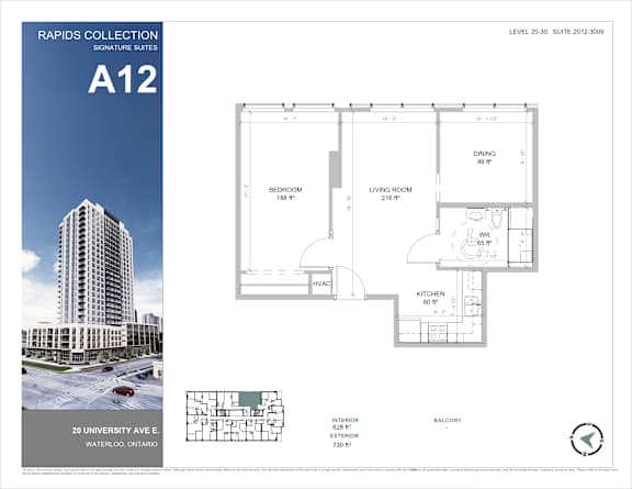 A picture of a Rapids Collection A12 suite floor plan.