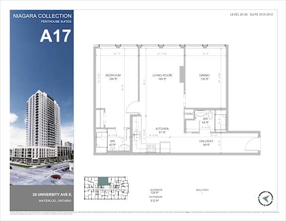 A poster for the Niagara Collection Penthouse Suites shows a floor plan and a picture of the building.