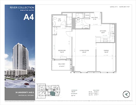 A floor plan for executive suites at River Collection.