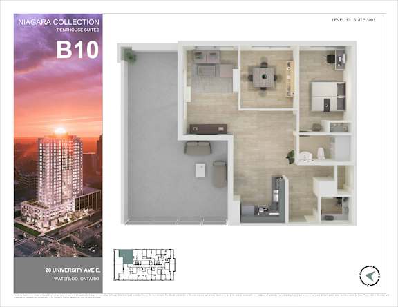 A brochure for the Niagara Collection Penthouse Suites at 20 University Ave E, Waterloo, Ontario.