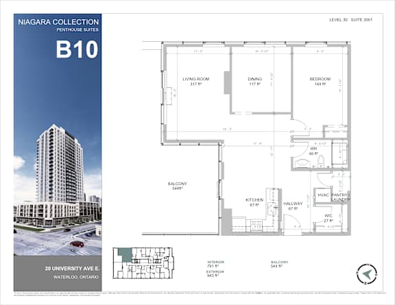 A floor plan for a suite in the Niagara Collection Penthouse Suites.