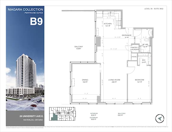 A floor plan for a suite in the Niagara Collection Penthouse Suites.