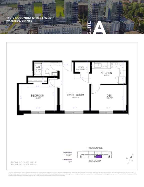 a floor plan of a unit with a bedroom and a living room