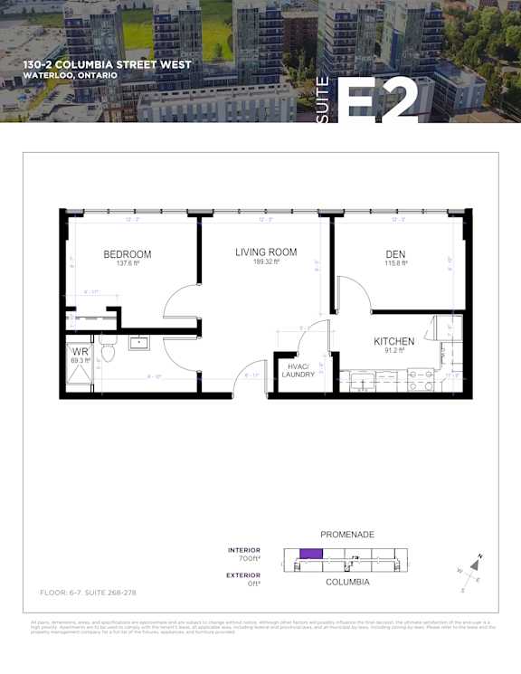 a floor plan of a unit with a bedroom and a living room