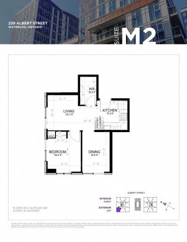 A floor plan for a suite at 239 Albert Street in Waterloo, Ontario.