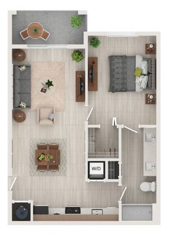 a floor plan of a house with a bedroom and a living room