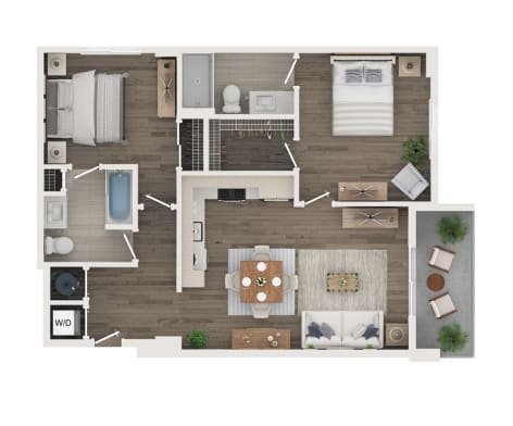 a1 floor plan  1 bedroom  1190 square feet  the residences at