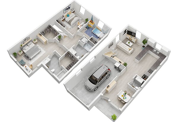 floor plan of a house with a car