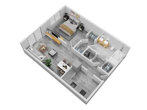 a floor plan of a house with a bedroom and a living room