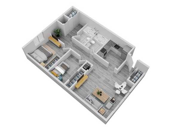 a floor plan of a house with a bedroom and a living room