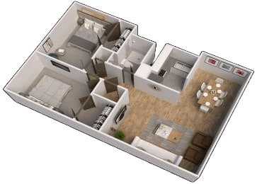 a floor plan of a house with a bedroom and a living room