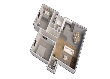 a 3d floor plan of a house