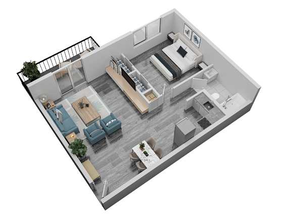 a floor plan of a house with a bedroom and a living room