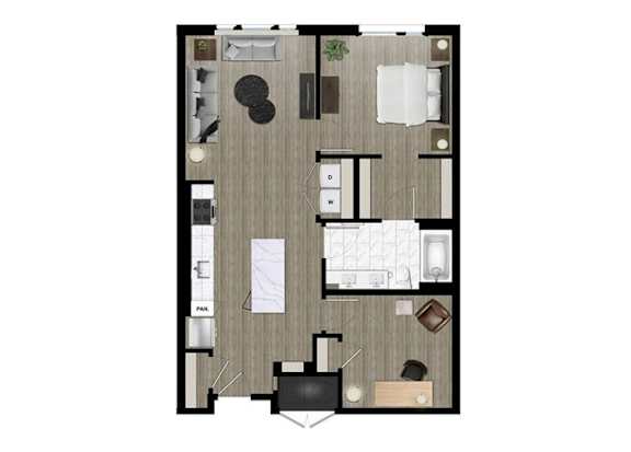 Floor Plan  a floor plan of a room with a bedroom and a bathroom