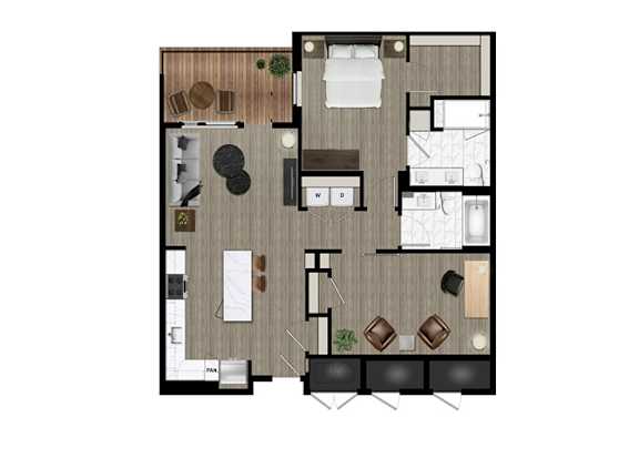 a floor plan of a room with a wood floor