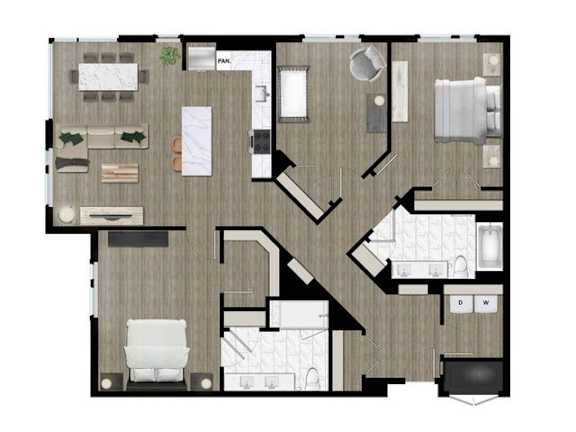 the layout of a floor plan with a bedroom and a bathroom