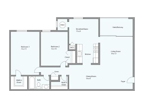 a floor plan of a bedroom floor plan with a blue